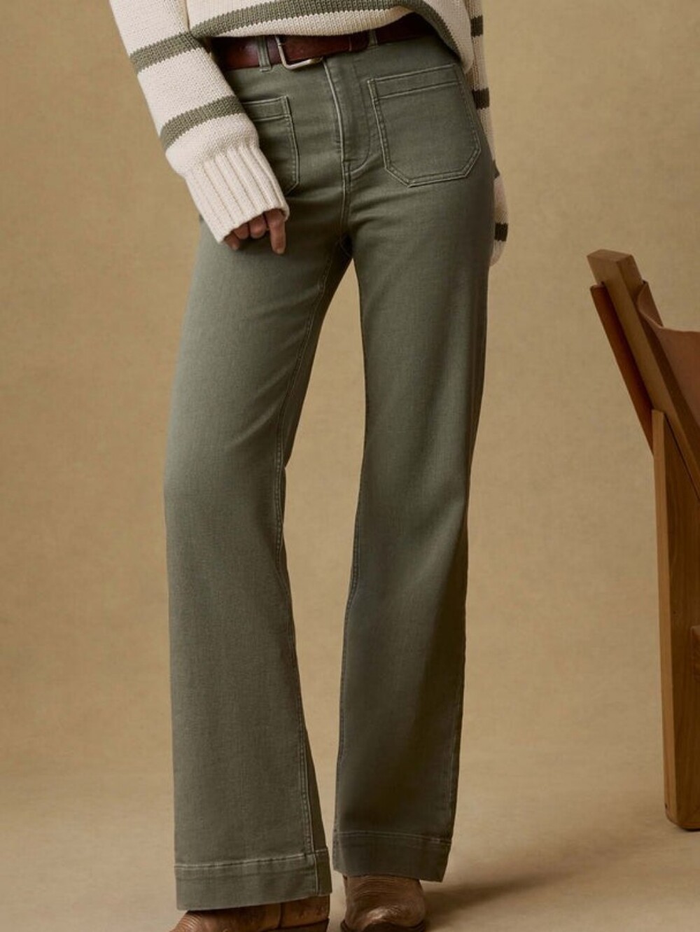 Faherty Stretch Terry Patch Pocket Pant - Island Olive Size 31